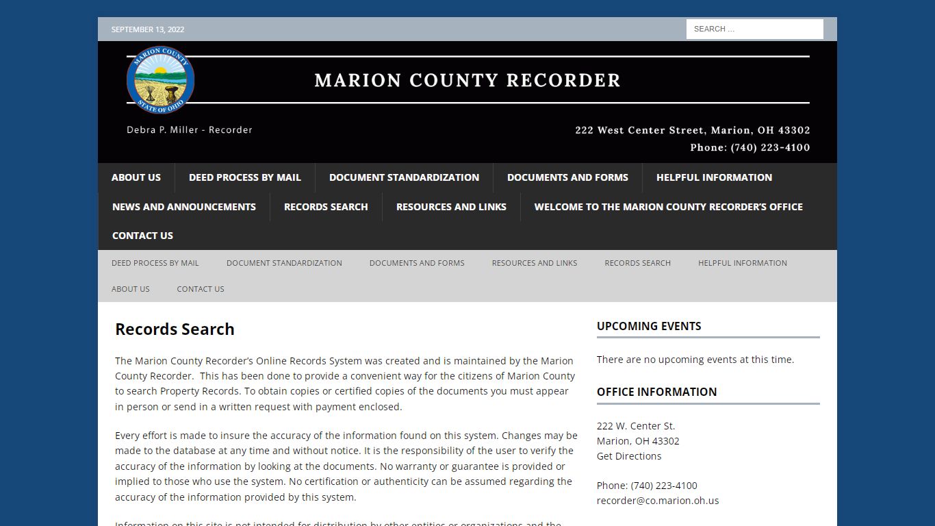 Records Search – Recorder – Marion County, Ohio